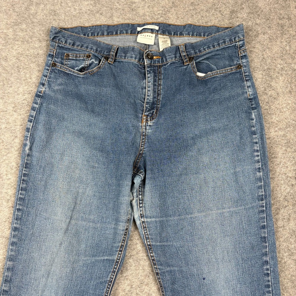 Axcess Jeans Women 14 Blue Stretch Bootcut Denim Liz Claiborne Distressed Hem‎